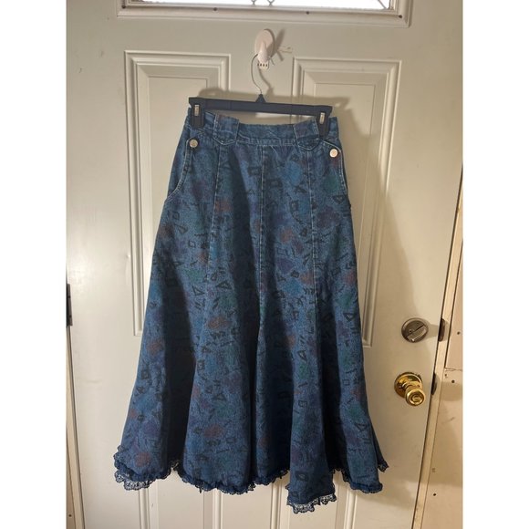 Vintage denim full skirt size 9/10 - Picture 1 of 5